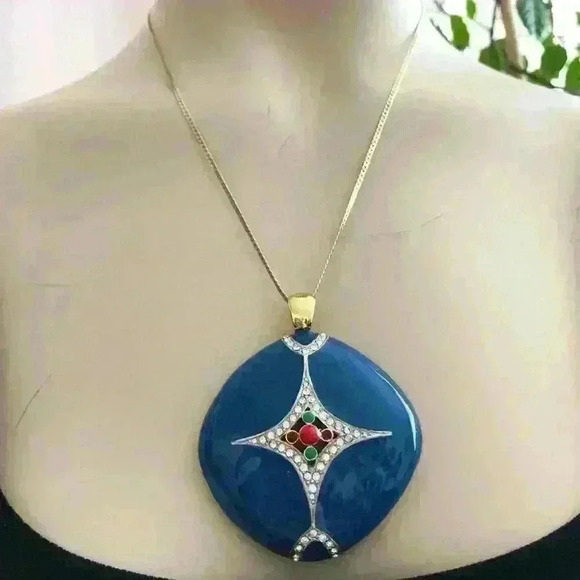 Sparkle Star, Blue Enameled Pendant - Picture 1 of 6
